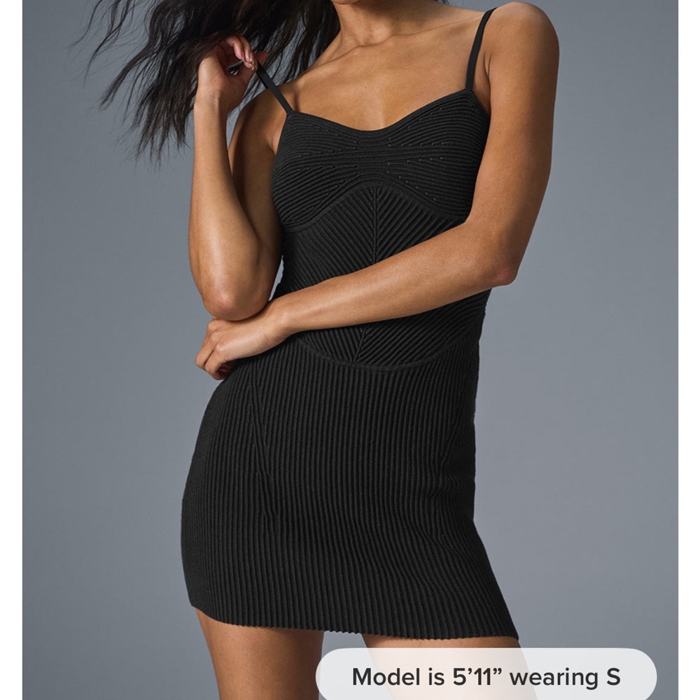 Alo yoga denim knit mini dress